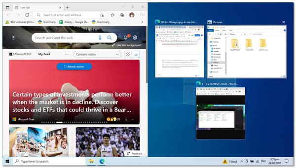 Aplicativo menor do Windows 10 com tela dividida para o outro lado
