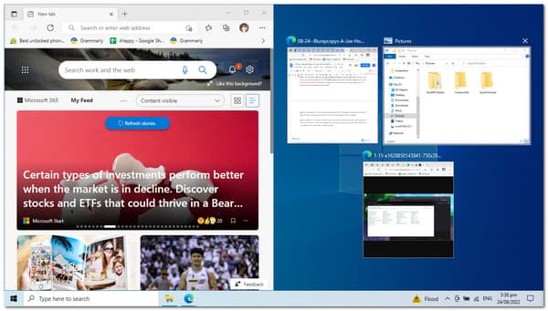 分割画面 Windows 10 反対側の小さいアプリ