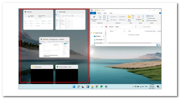 Aplicativo de tela dividida do Windows 11 por segundo