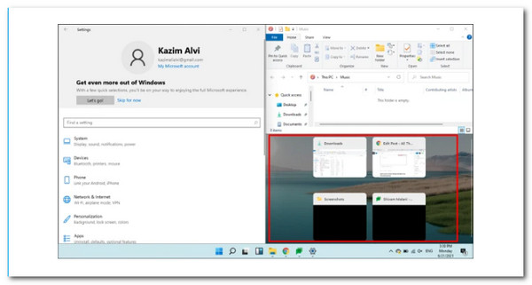 Aplicativo de tela dividida do Windows 11 para terceiro