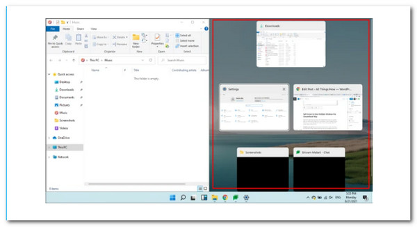 Tela dividida do aplicativo do Windows 11 para o lado