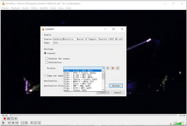 Convert SWF to MP4 VLC