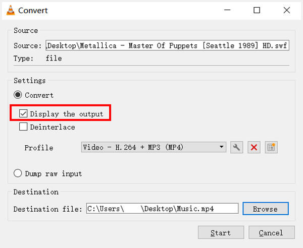 VLC Converter SWF til MP4
