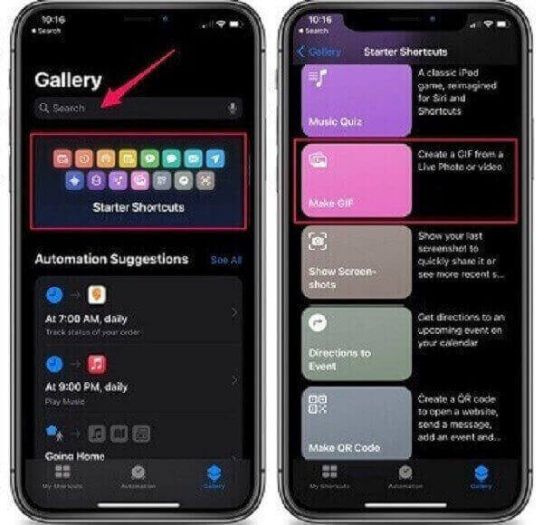 Atalhos de inicialização do iPhone