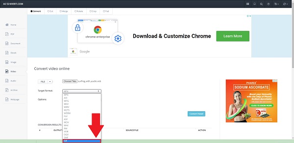 Aconvert Choose GIF Format