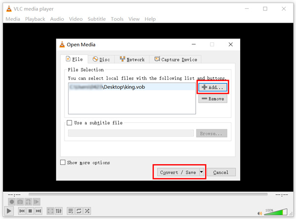 VLC VOB hinzufügen