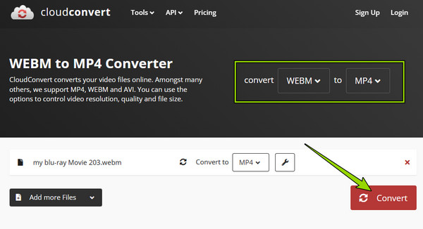 Cloud Convert WebM MP4