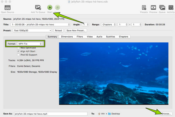 HandBrake Converteert WebM MP4