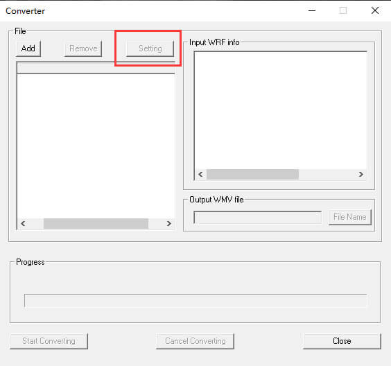 Paramétrage de WRF2WMV