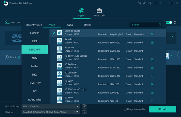 Videobyte Bd DVD Ripper MP4 Output