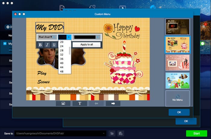 Dvdfab Dvd Creator Slušné možnosti přizpůsobení
