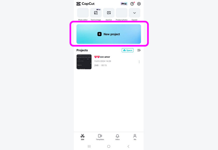 Selecione Novo Projeto