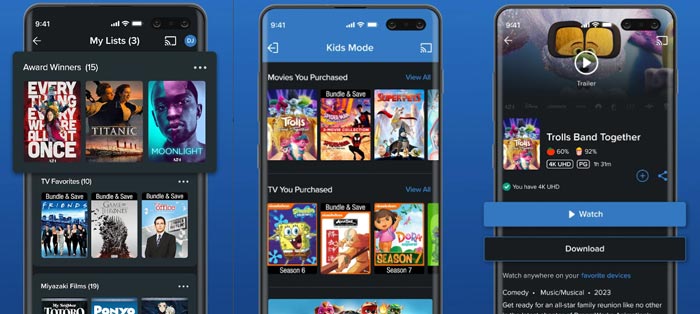 Vudu 映画を Android でダウンロード