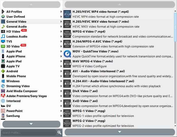 Saída gratuita de perfil do DVD Ripper