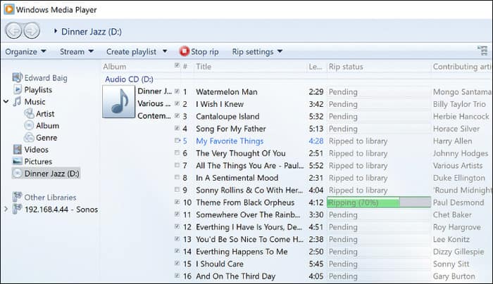 Windows Media Player Rippa DVD-bibliotek