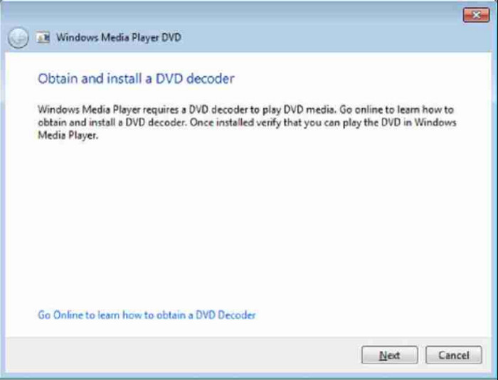 Instalação do Windows Media Player - decodificador de DVD