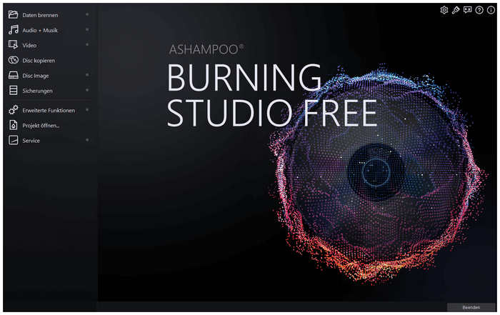 Interface gratuite d'Ashampoo Burning Studio