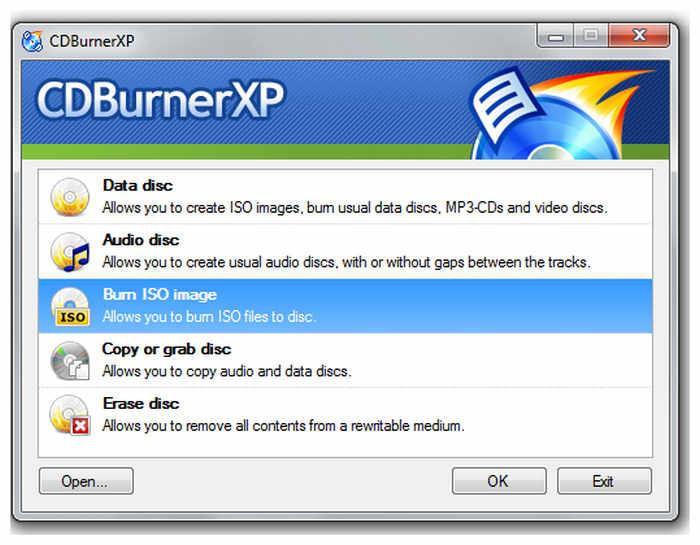 Interface de Cdburnerxp