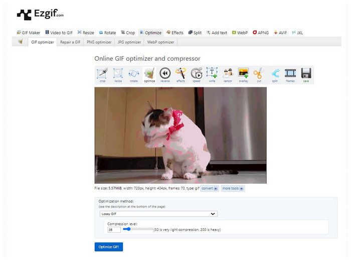 Interface Ezgif