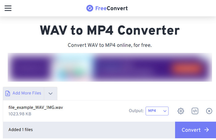 Freeconvert Převod výstupního formátu