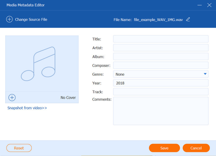 Video Converter Ultimate Editor metadat Název obrázku na pozadí