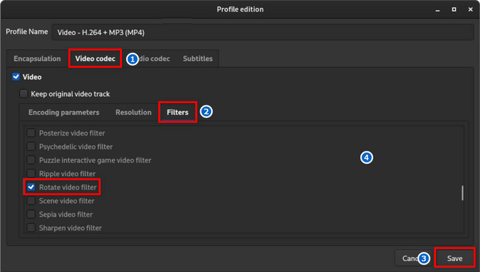 Vlc Indstilling Video Codec Roter Video Filter Gem