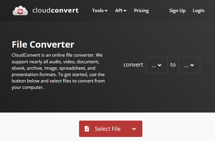 Cloudconvert Válassza ki a fájlt Mp4 hozzáadása