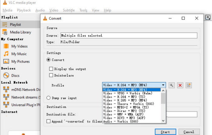 Vlc-profilinnstillinger Start