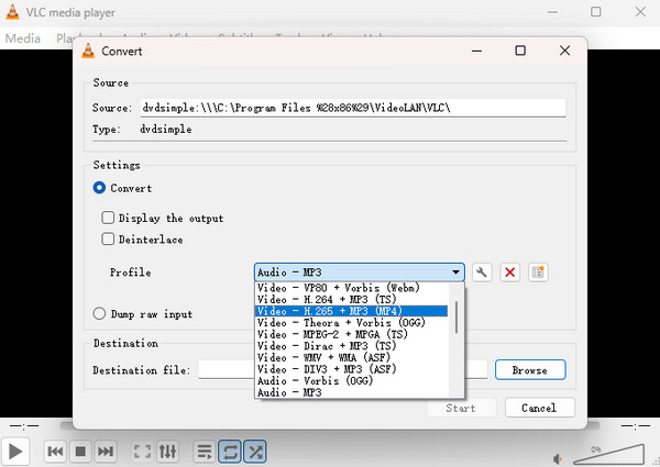 Blu-ray en MP4 VLC Choisissez MP4