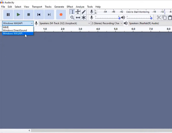 Urządzenie Audacity Windows Wasapi