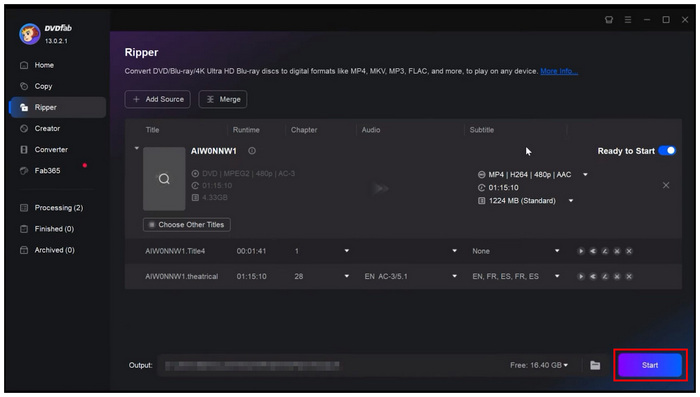 Dvdfab Ripper Start