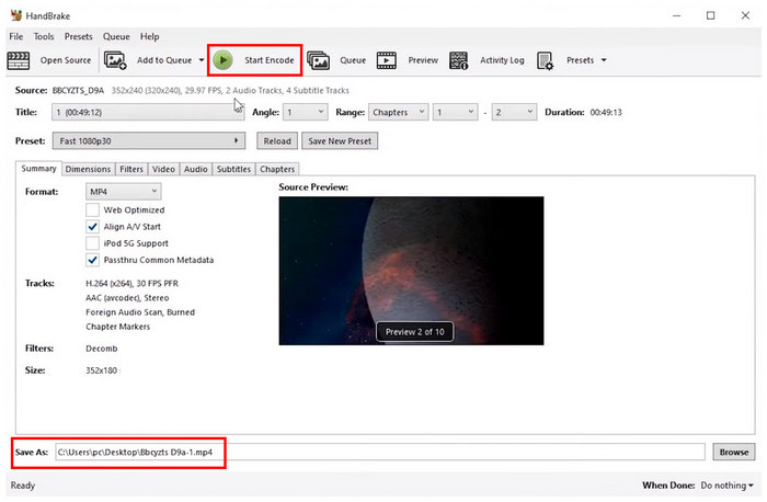 Start Encode Dvd