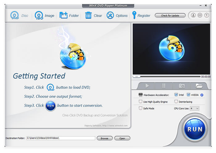 Interface do Winx DVD Ripper