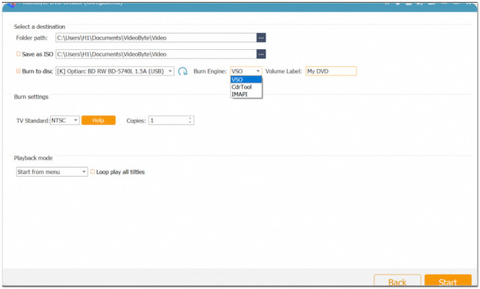 DVD書き込みを開始する