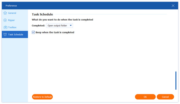 Настройки параметров расписания задач