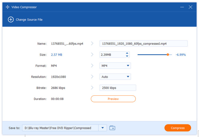 Видеокомпрессор Сжимает видеофайл