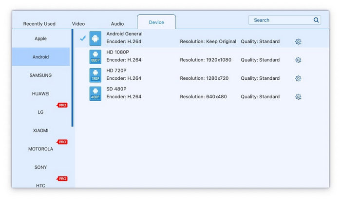 Форматы в зависимости от устройства