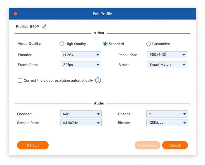 Настройки выходного формата